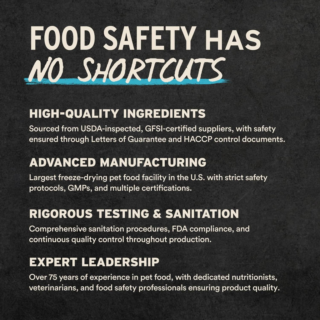 Freeze-dried dog food safety and manufacturing claims panel