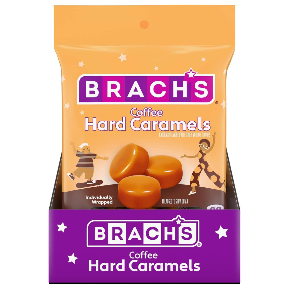 Brach's Coffee Hard Caramels candy bag with individually wrapped pieces