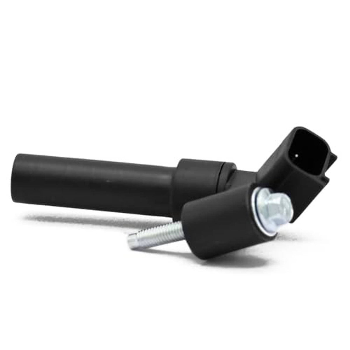 Black crankshaft position sensor with front plug, silver hex bolt, and tubular probe