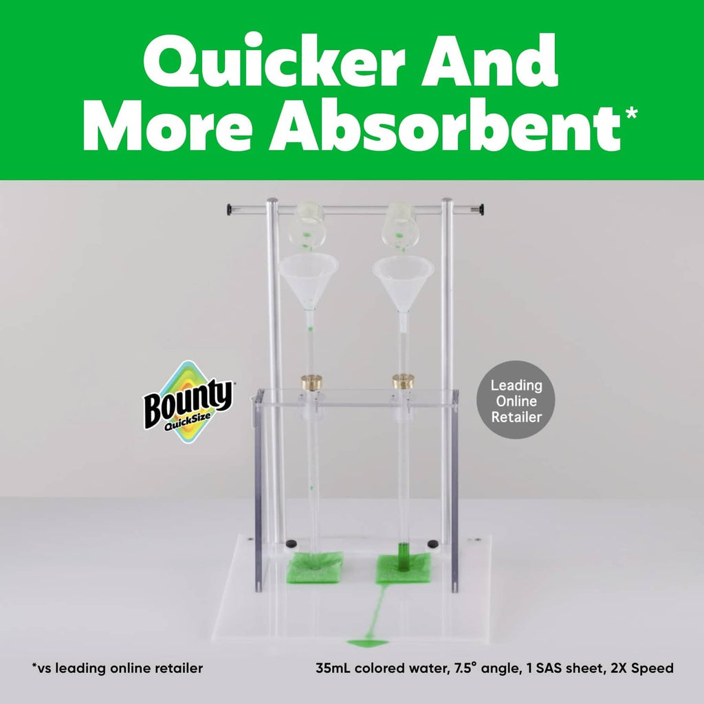 White Bounty QuickSize paper towel sheet roll display for absorbency test