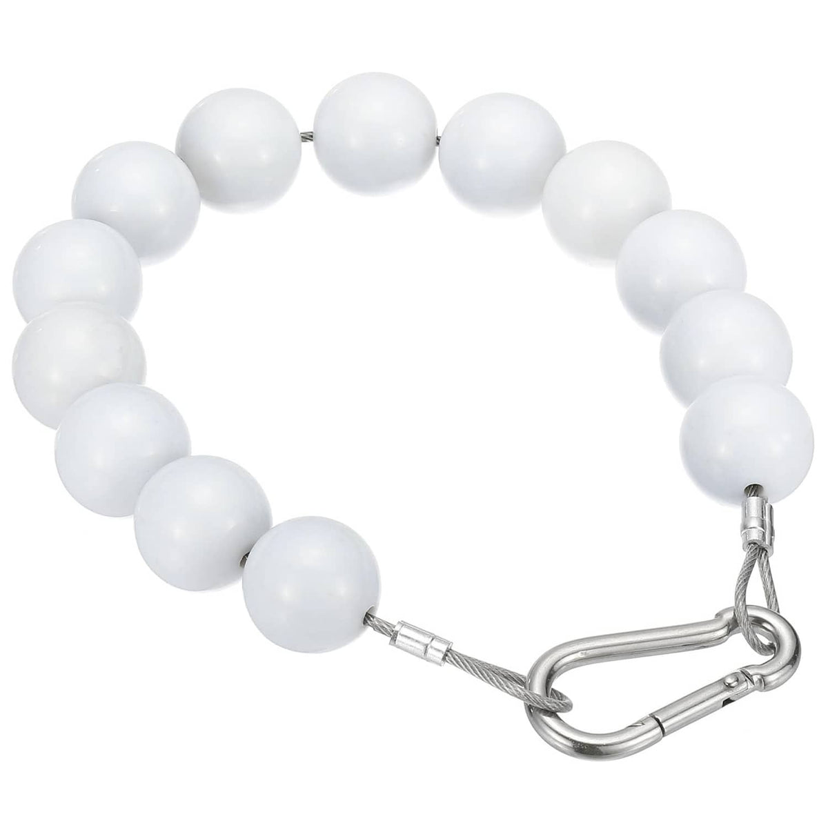 White beaded flagpole retainer ring with metal hook clasp