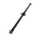 Rear driveshaft prop shaft, black tubular shaft with mounting flanges and joint.