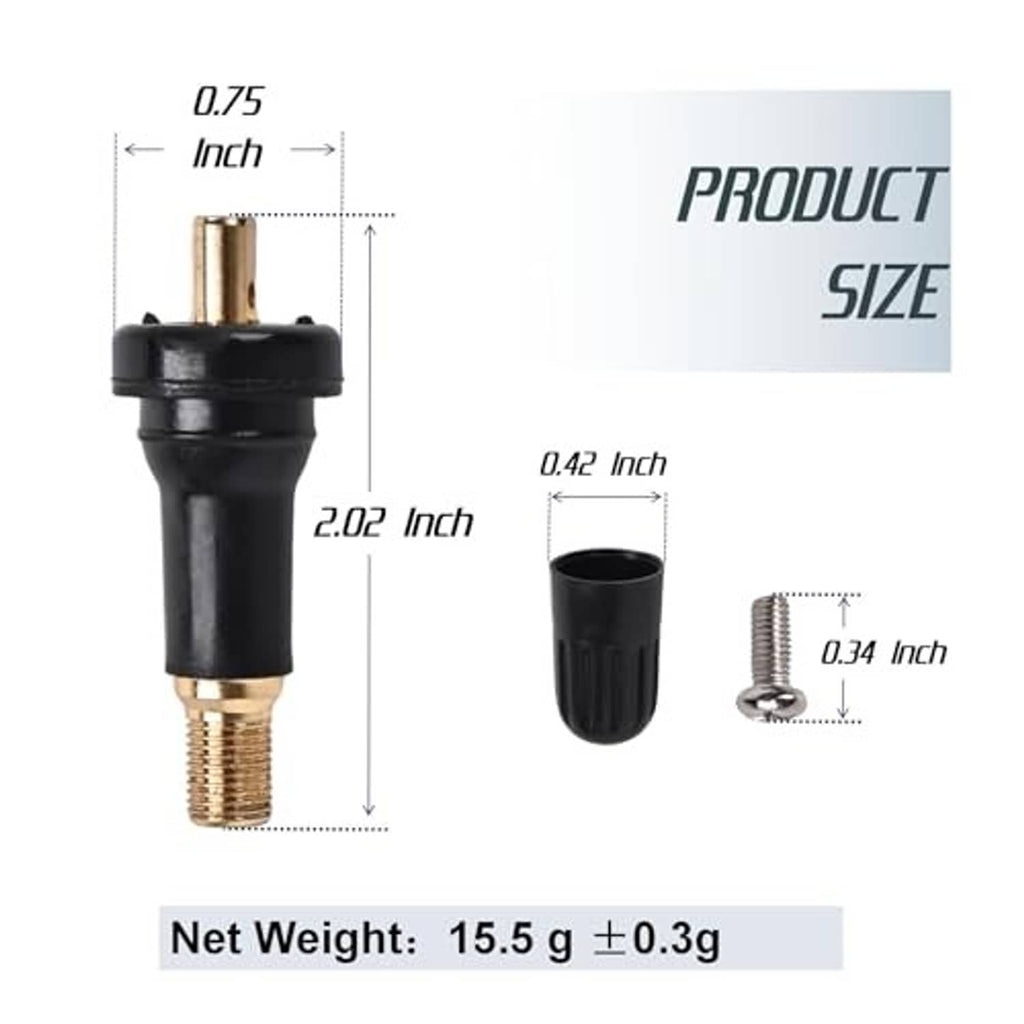 Tire valve stem with black rubber body and brass threaded end