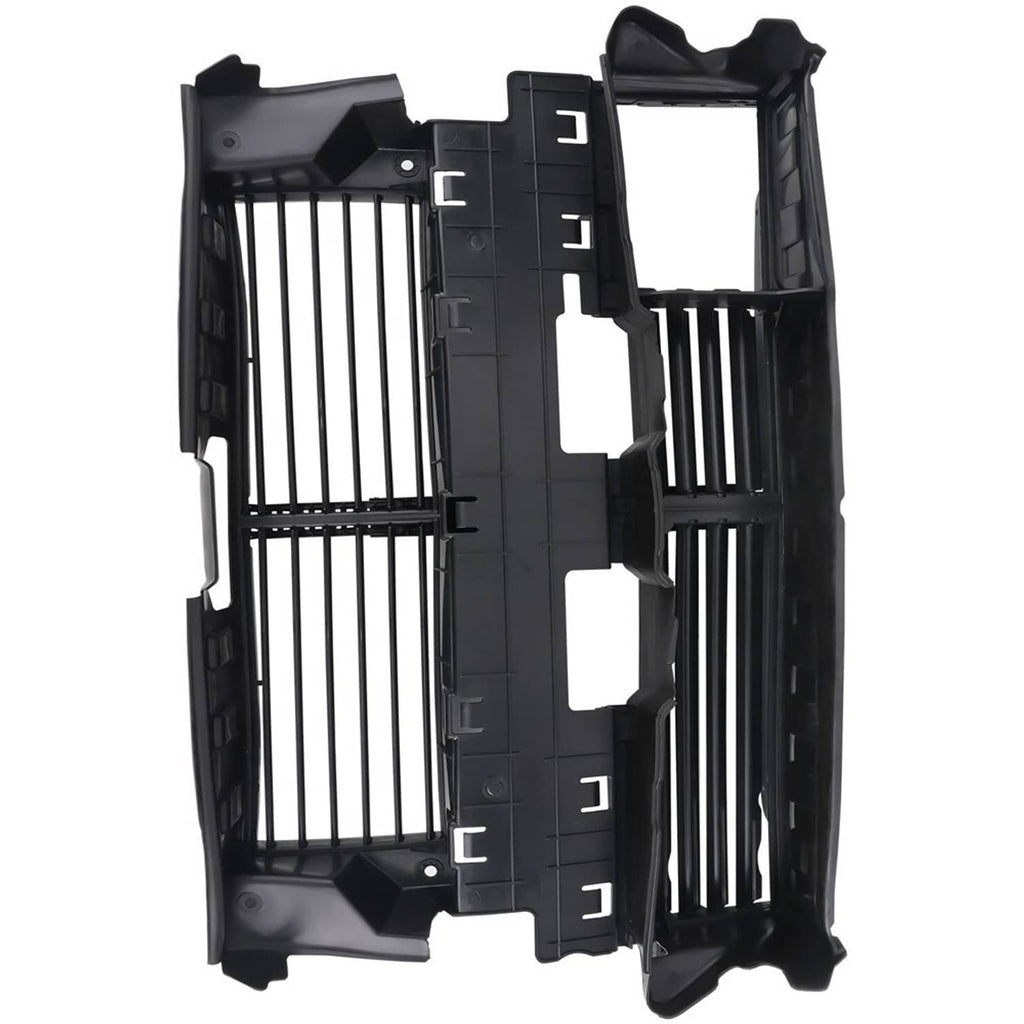 Black grille shutter insert assembly with vertical slats and side housing components