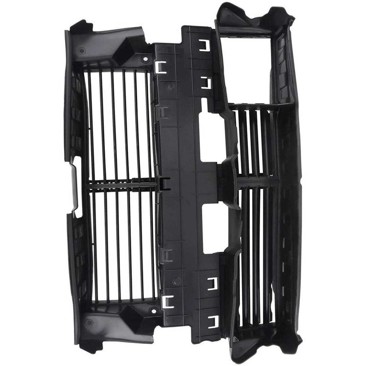 Black grille shutter insert assembly with vertical slats and side housing components