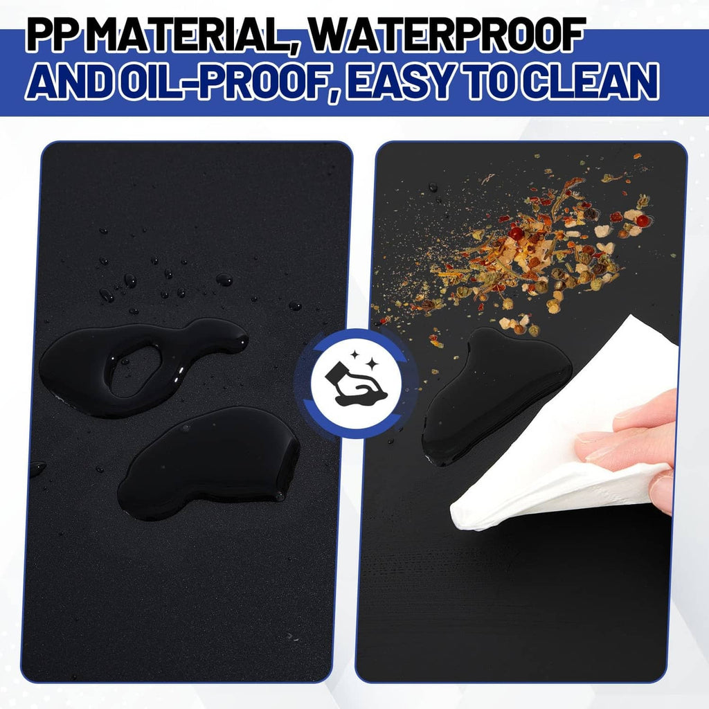 Black waterproof wire shelf liner sheets, wipe-clean surface with droplets