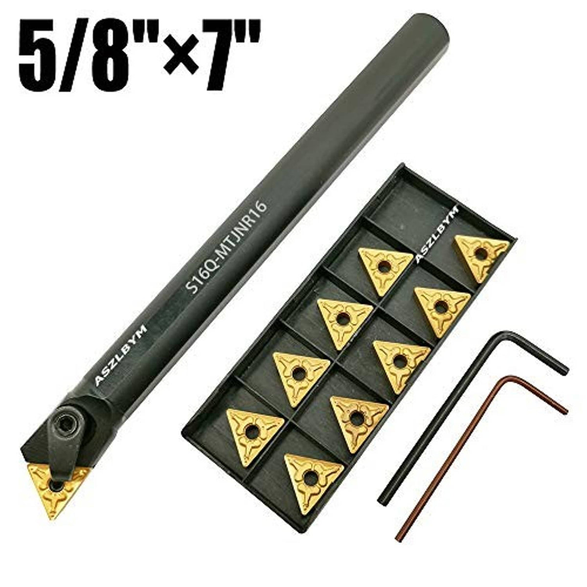 Carbide boring bar turning tool holder bundle with triangular inserts and hex keys