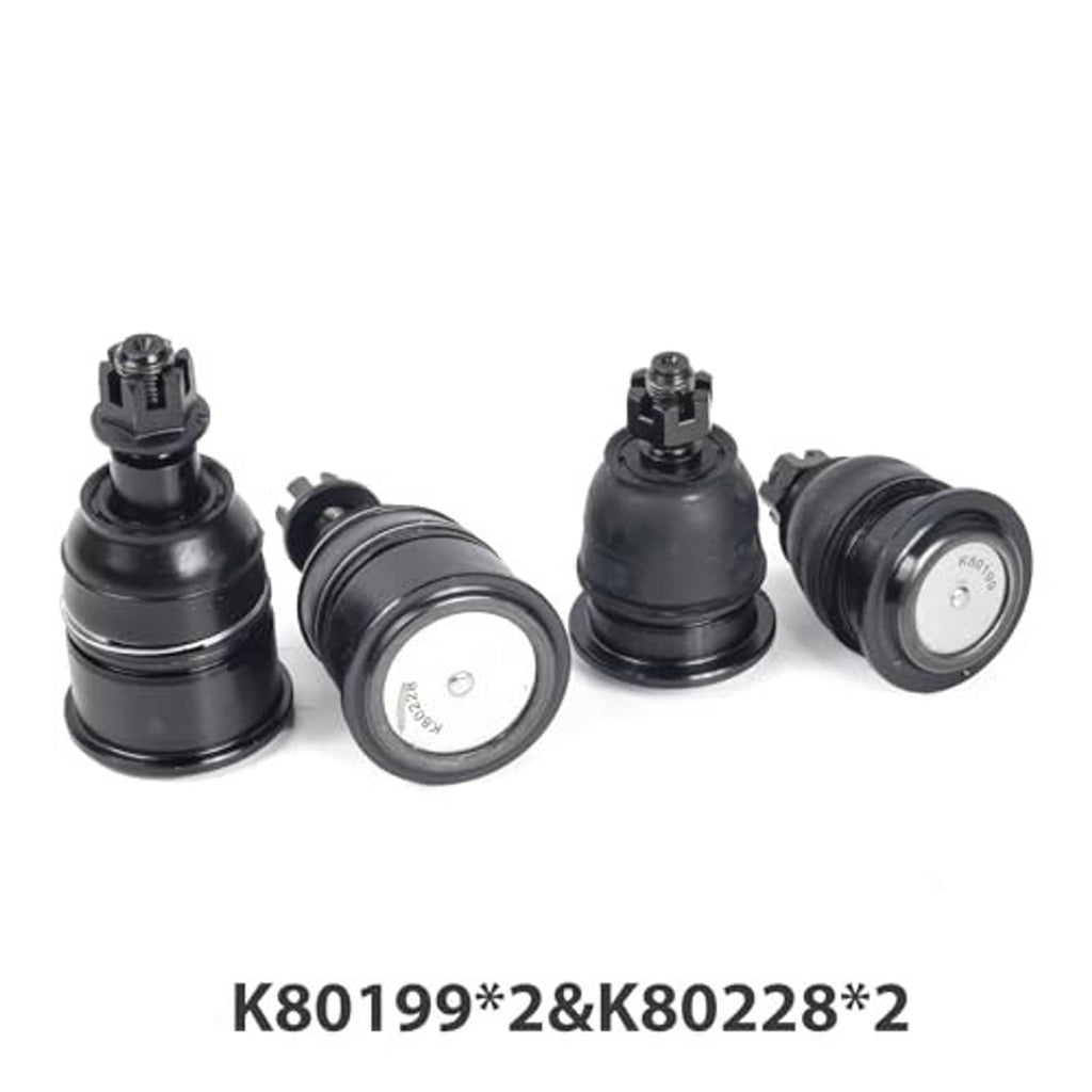 Four black ball joint assemblies with dust boots and threaded studs