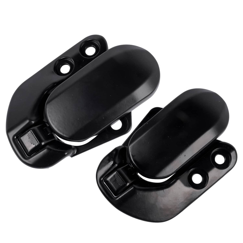 Pair of black soft-top roof latch locks, oval lever style with mounting holes