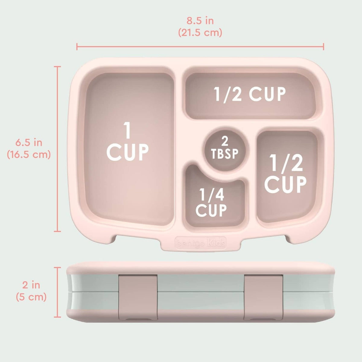 Bentgo kids lunch box tray with divided compartments and two-piece lid