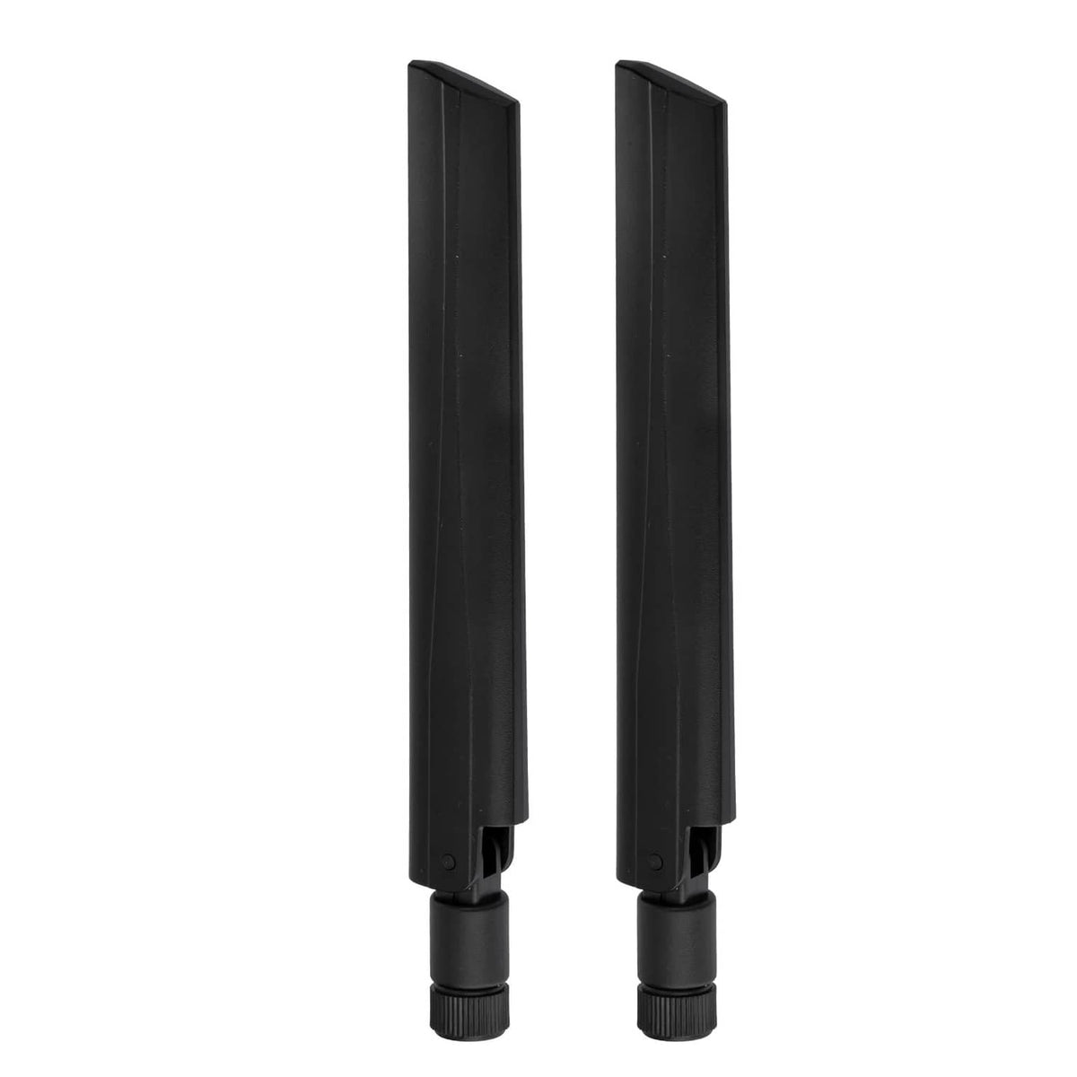 Black omnidirectional antennas with threaded SMA male connectors, side view