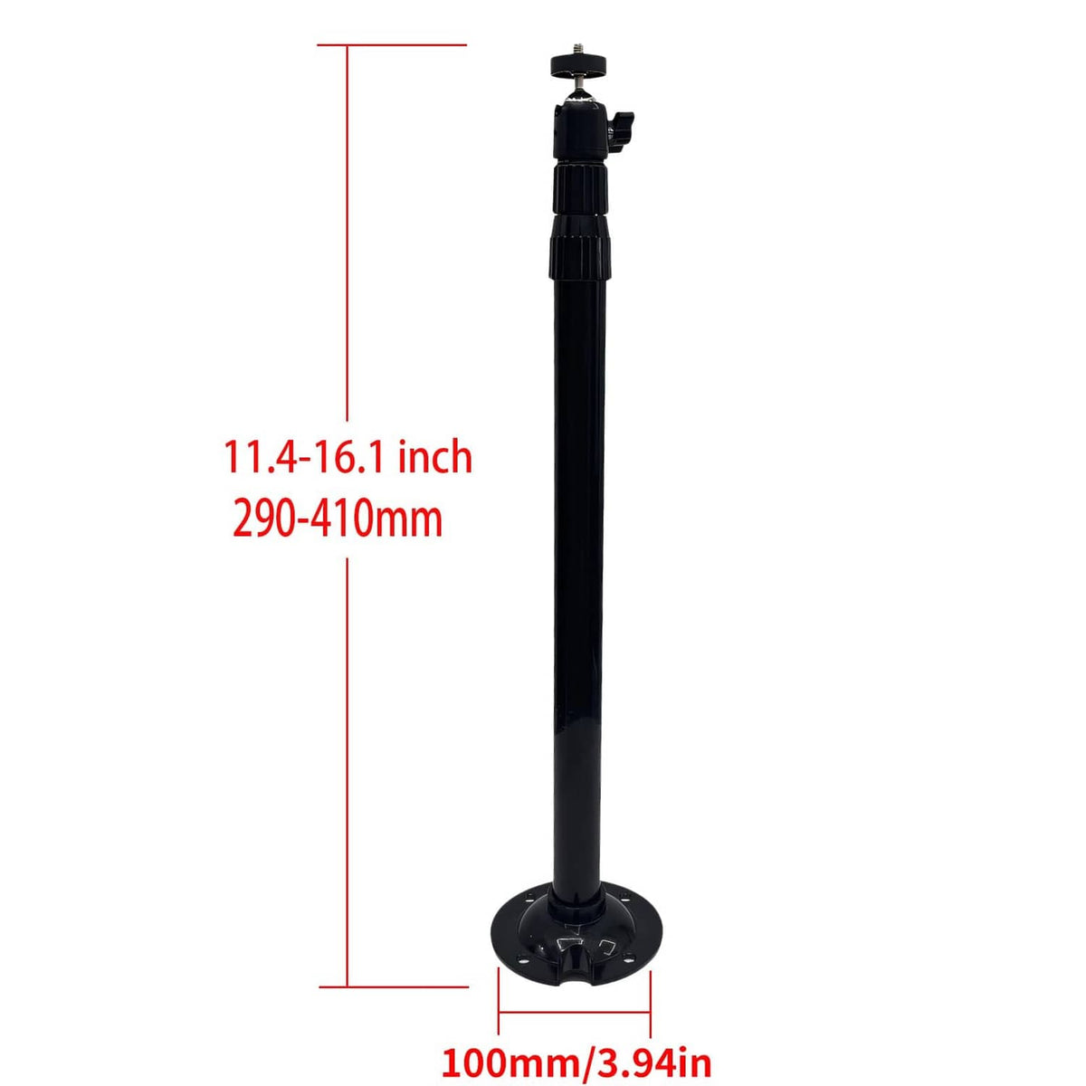 Black adjustable ceiling projector mount with extendable pole and round base