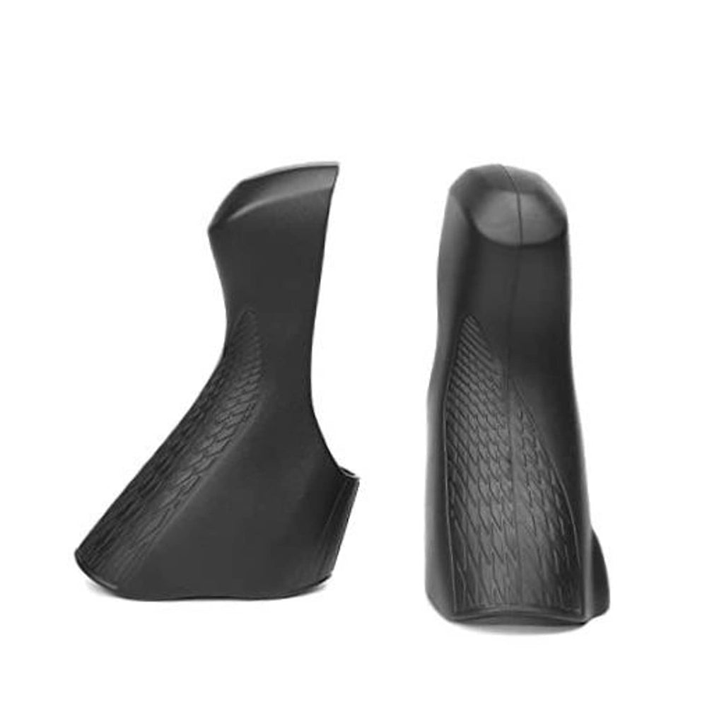 Bike brake lever grip hoods in black with textured grip pattern
