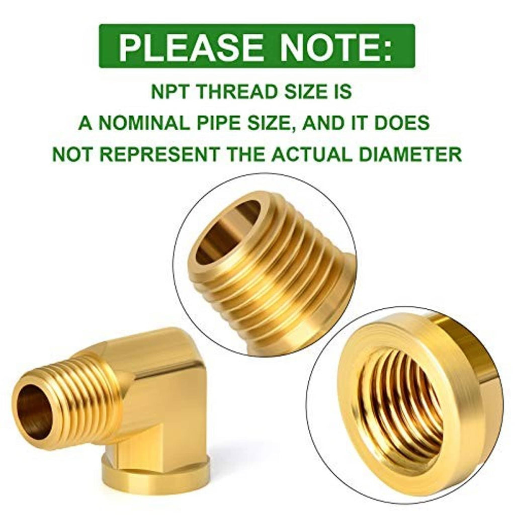 Brass 90-degree elbow pipe fitting showing male NPT threads on one end