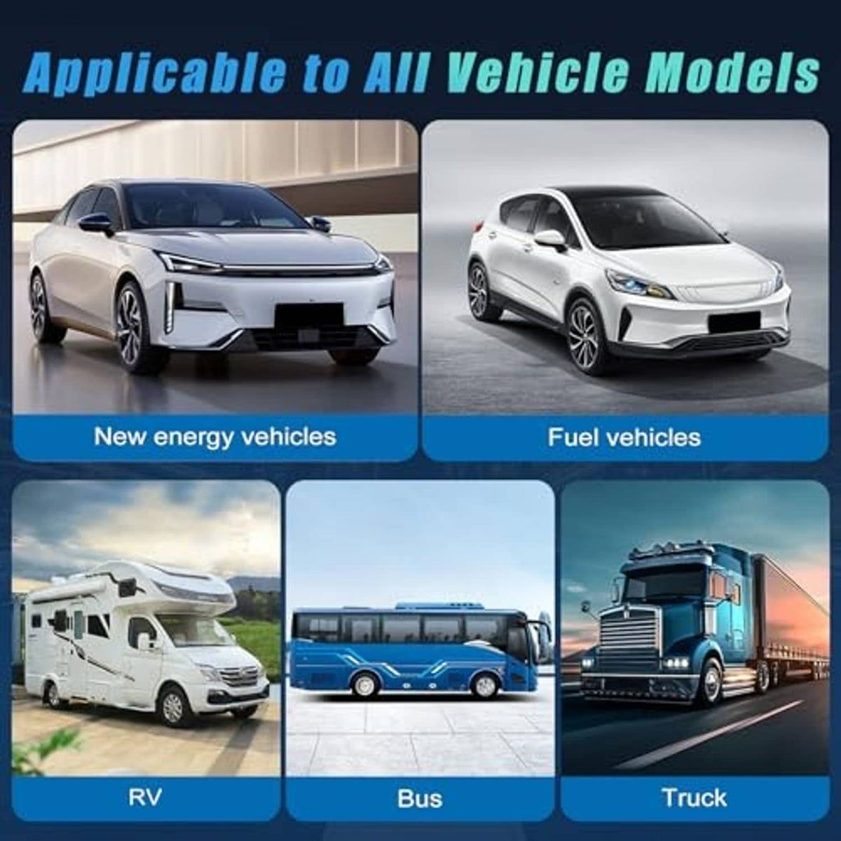 Universal vehicle compatibility graphic featuring a digital speed HUD preview