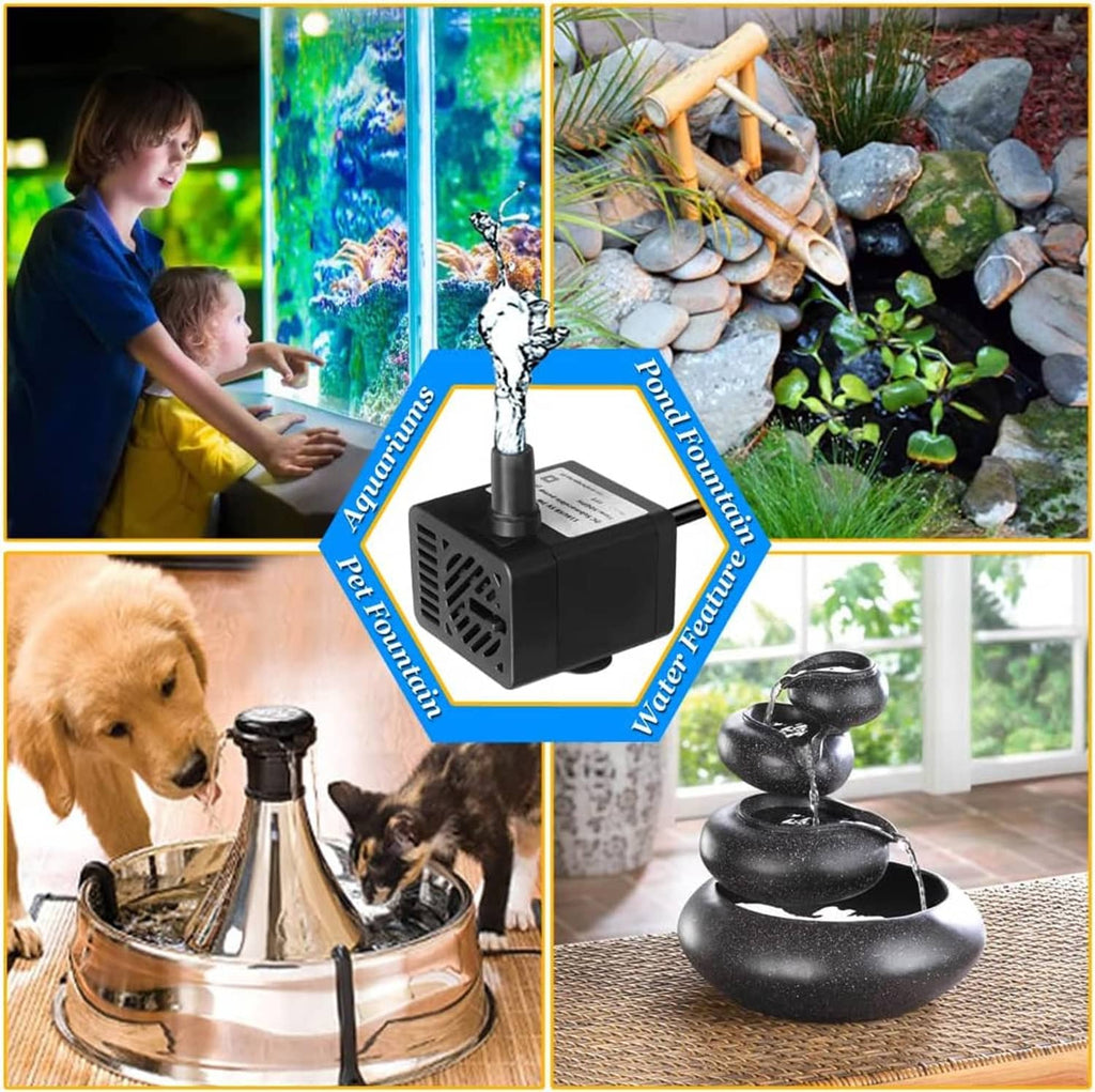 Black submersible water pump with tube and USB power cord for circulation