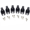 Black bungee cord ball receiver brackets set with mounting screws, 6 pieces