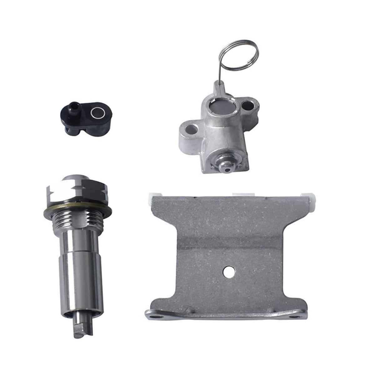 Metal water pump assembly with mounting plate and two threaded fittings