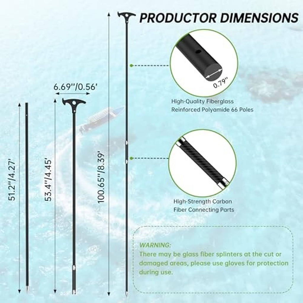 Anchor pole product dimensions diagram showing two pole lengths
