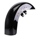 Glossy black front fender with predrilled holes and mounting brackets