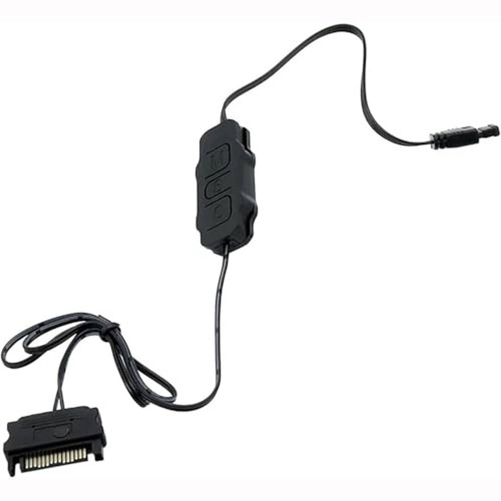 Black ARGB mini controller splitter with attached cable and small 3-pin end