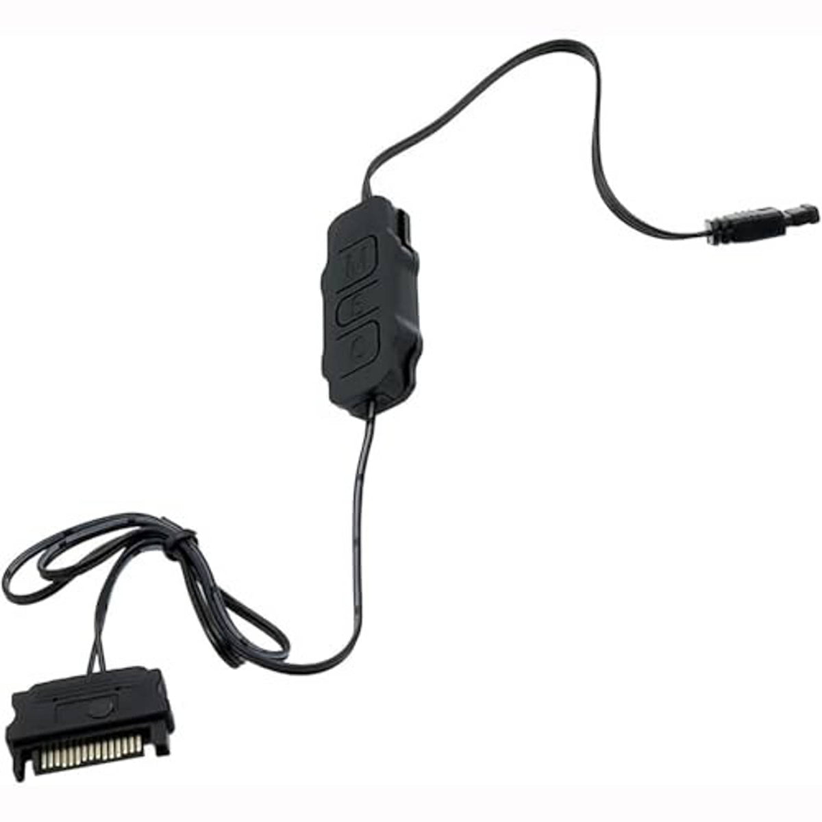 Black ARGB mini controller splitter with attached cable and small 3-pin end