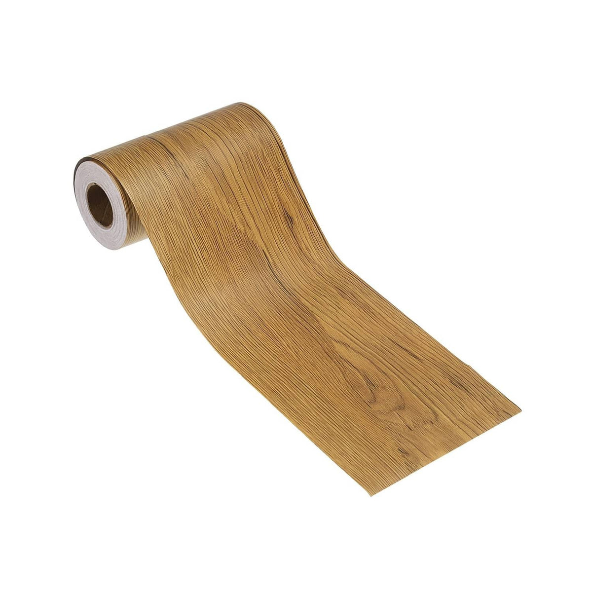 Yellow teak wood grain self-adhesive repair tape roll, ready to apply