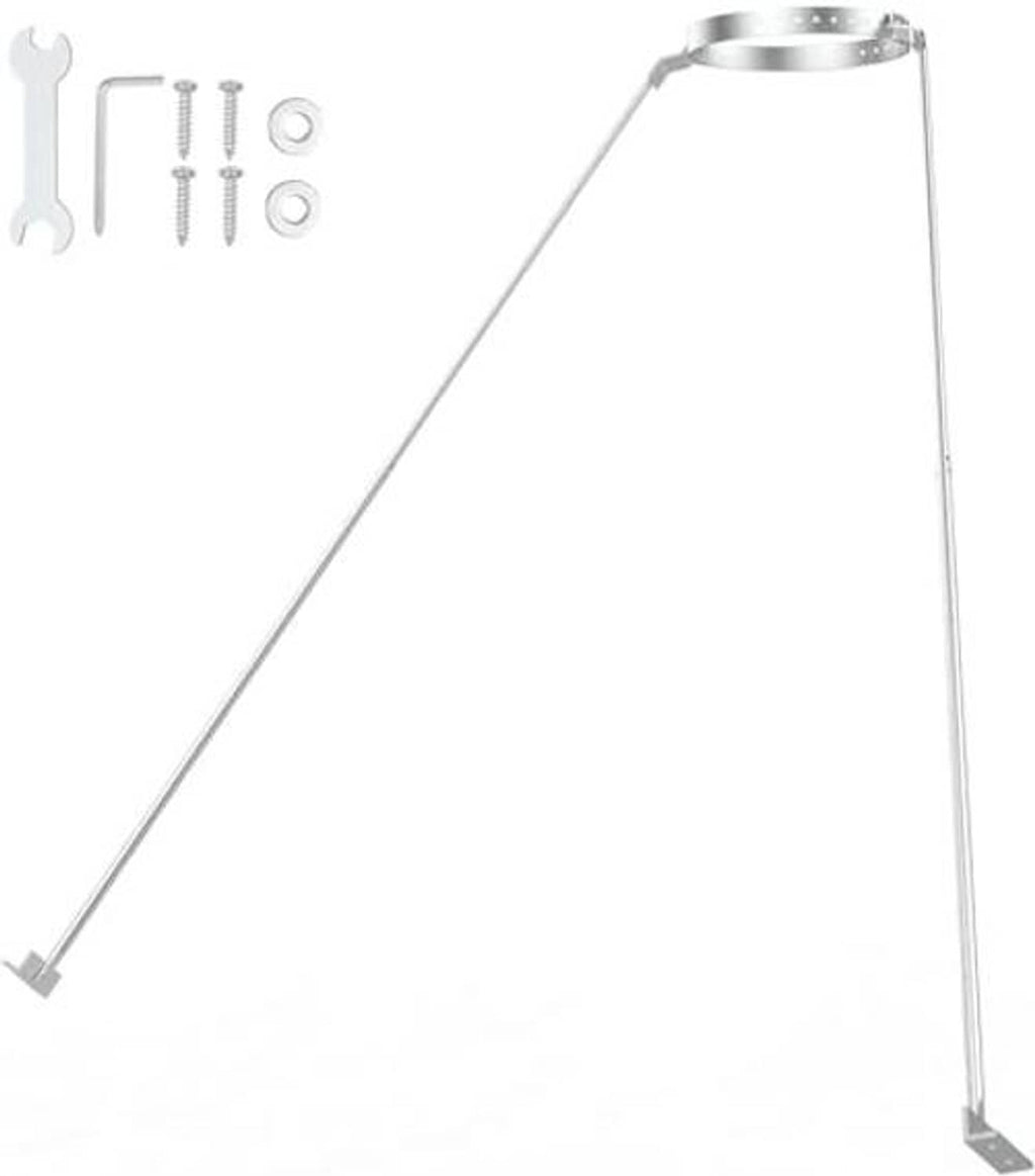 Stainless steel adjustable stove pipe roof support kit with mounting ring and support rod