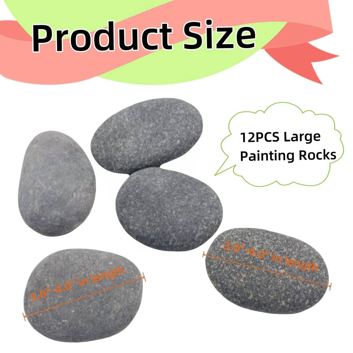 Set of gray oval river rocks, mostly unpainted with a few painted examples