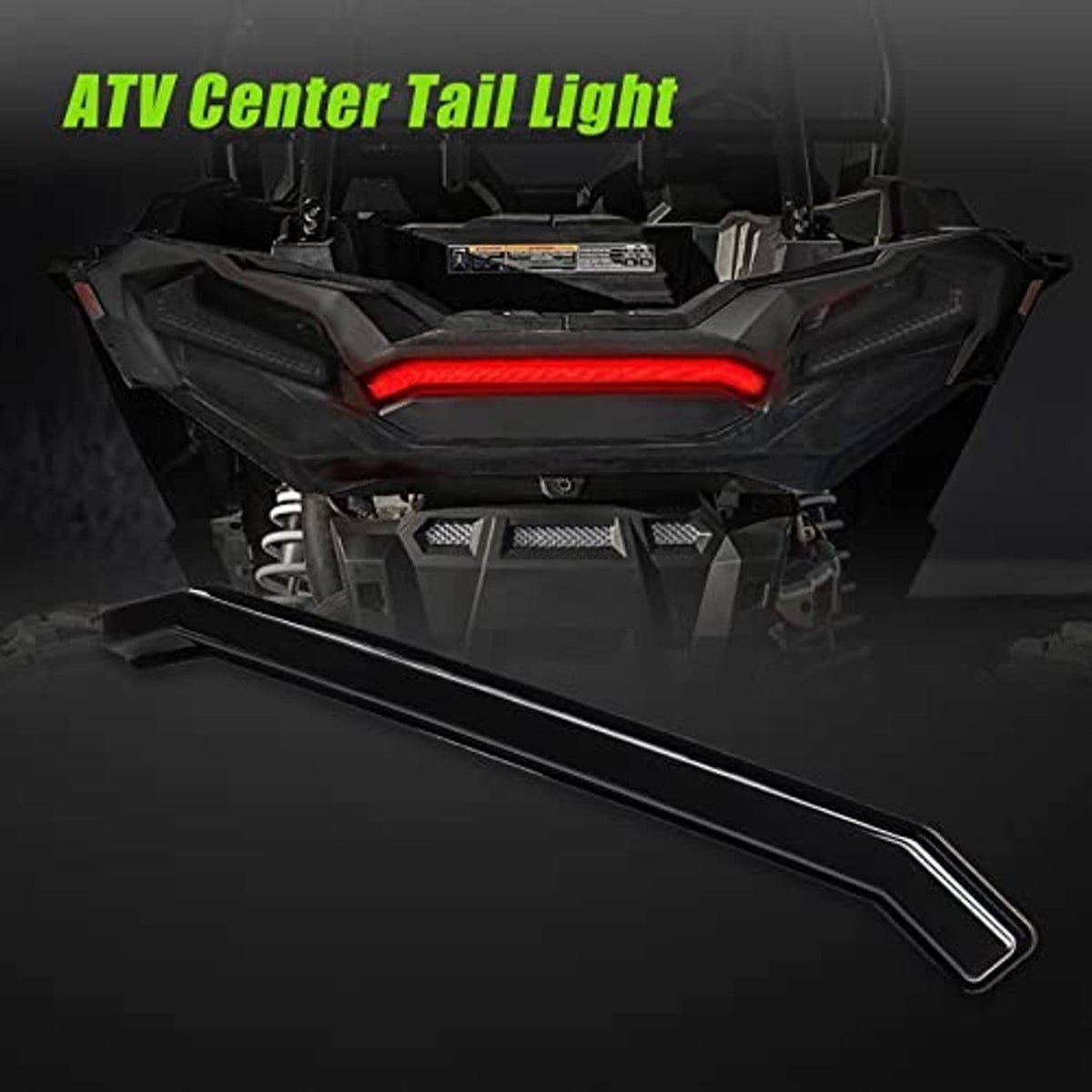 ATV center tail light with red LED strip and matching black light bar extension