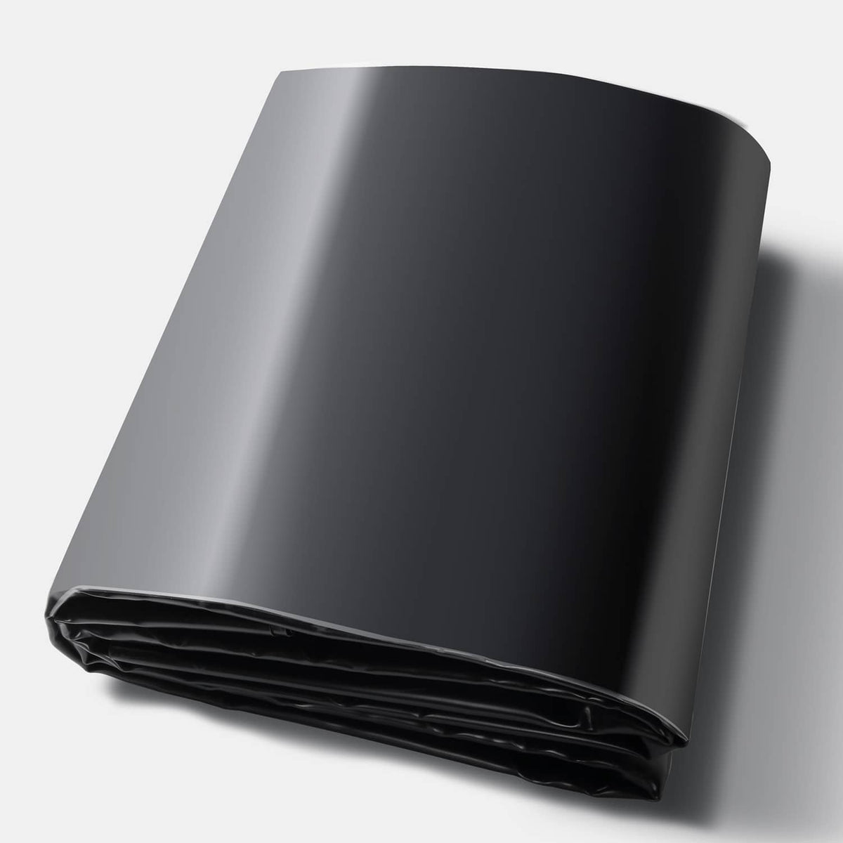 Pond liner underlayment roll, dark gray/black EPDM sheet, tightly coiled