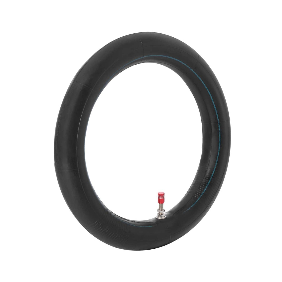 Motorcycle inner tube replacement, black tube with blue stripe and straight valve stem