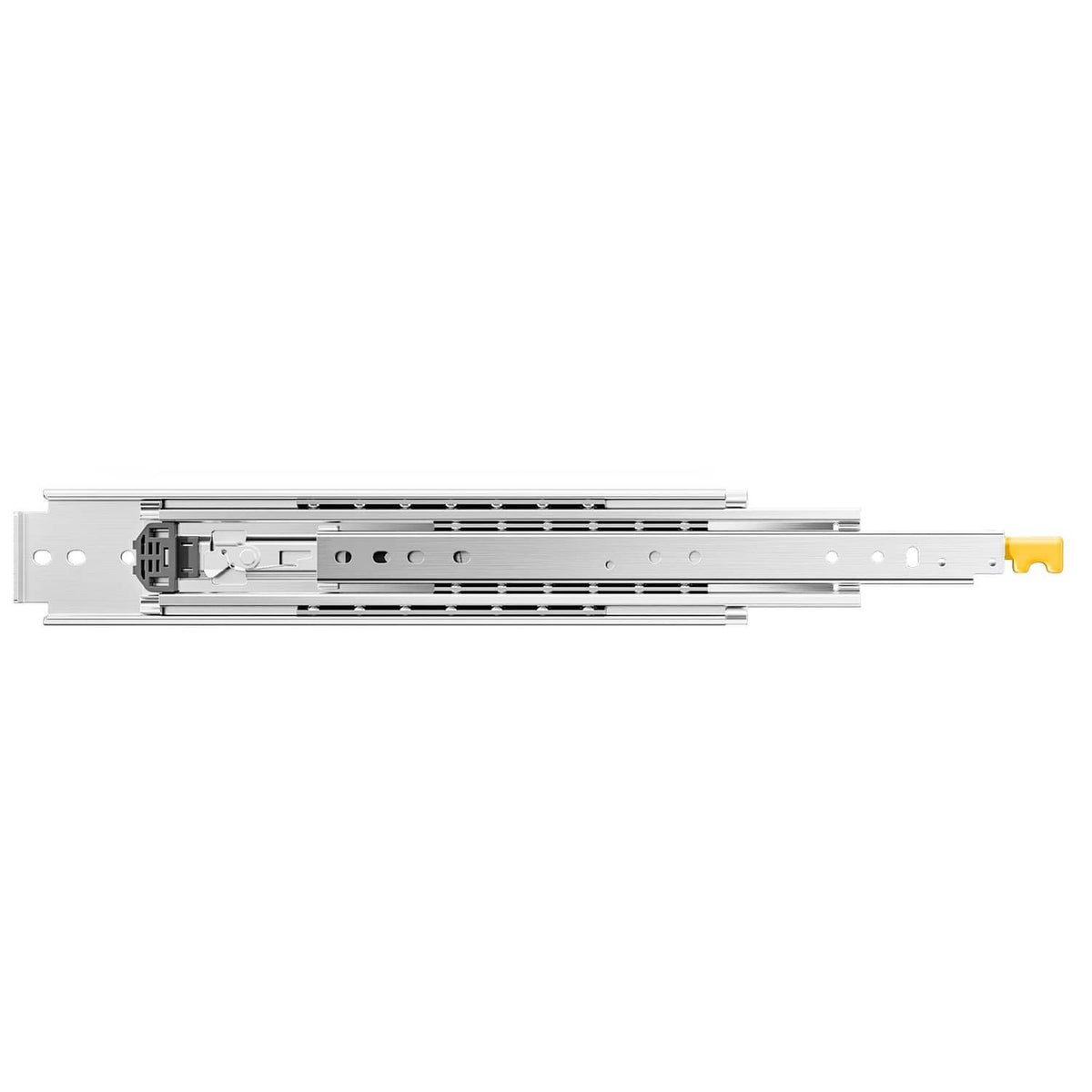 Heavy-duty soft-close drawer slide pair, full extension ball-bearing rails with yellow release tab