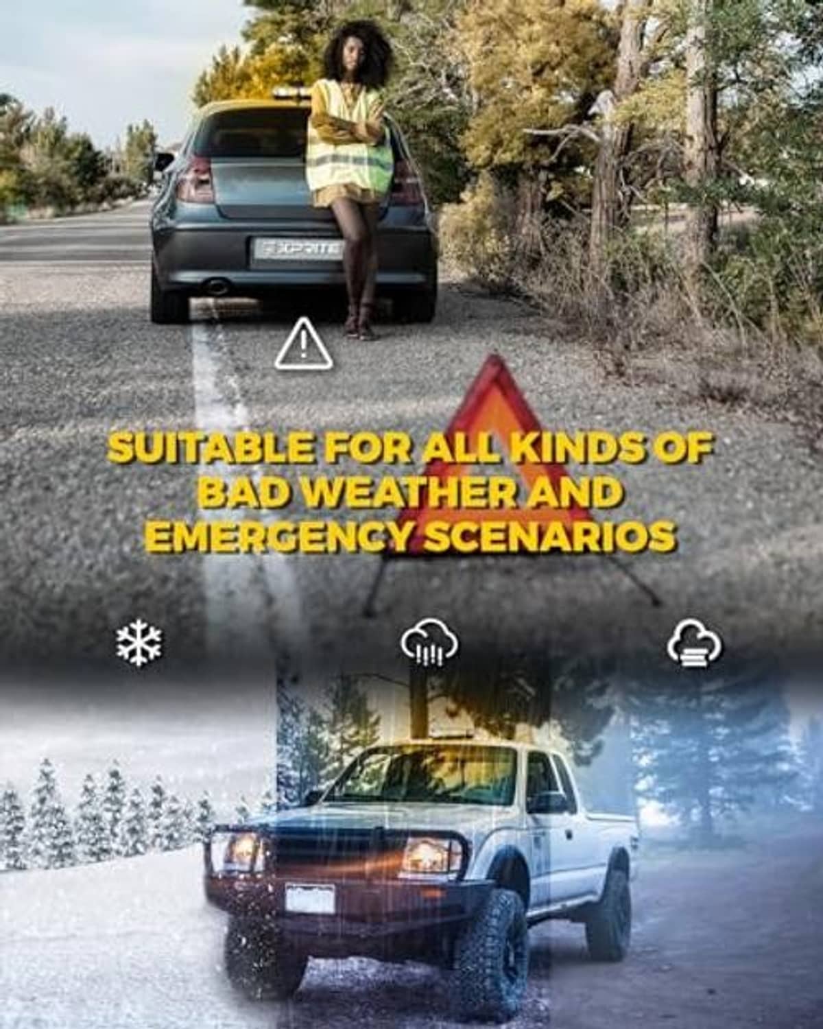 Roof strobe light on a vehicle, flashing amber and white warning lights