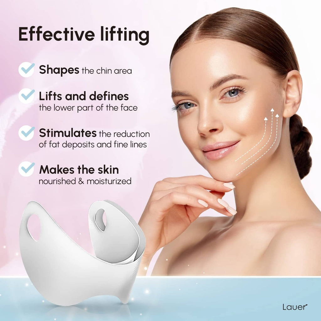 V-line lifting face mask contouring chin area, white mask shape for lower face