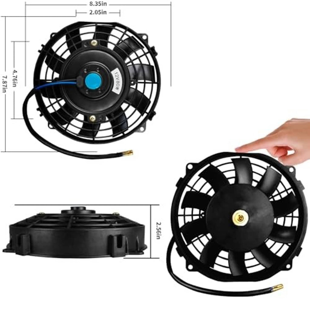 7-inch radiator cooling fan kit with black fan, leads, and mounting hardware