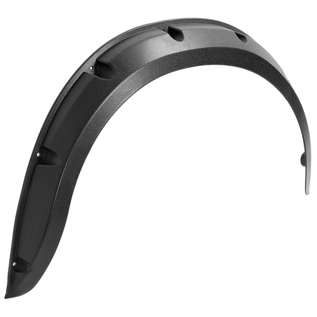 Black golf cart fender flare with curved profile and screw holes