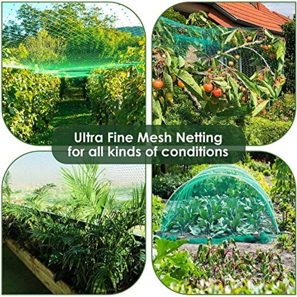 Green ultra-fine mesh garden netting for protecting plants and fruit outdoors