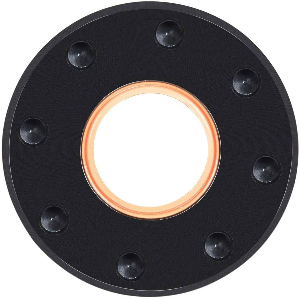 Round black seal plate with orange inner gasket and bolt holes