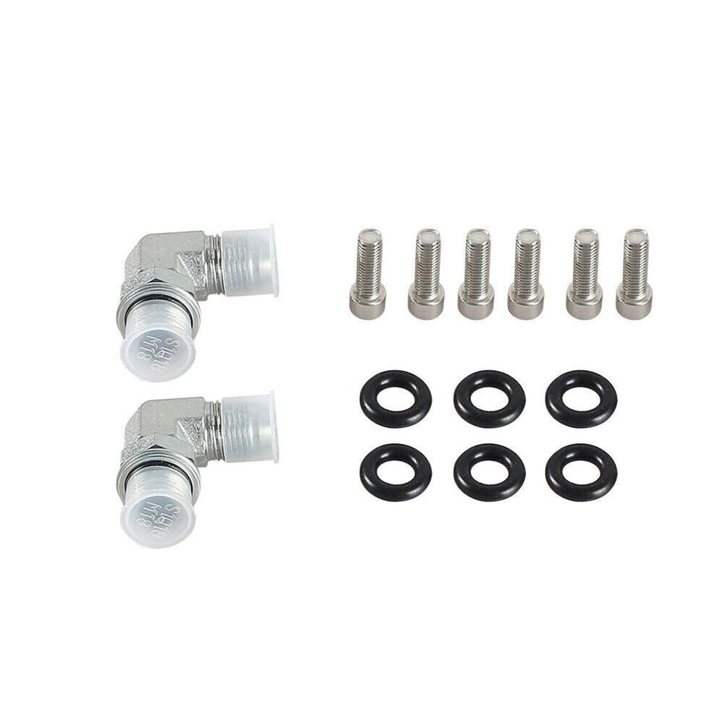 Aluminum fittings hardware set with bolts and black O-rings, chrome and silver