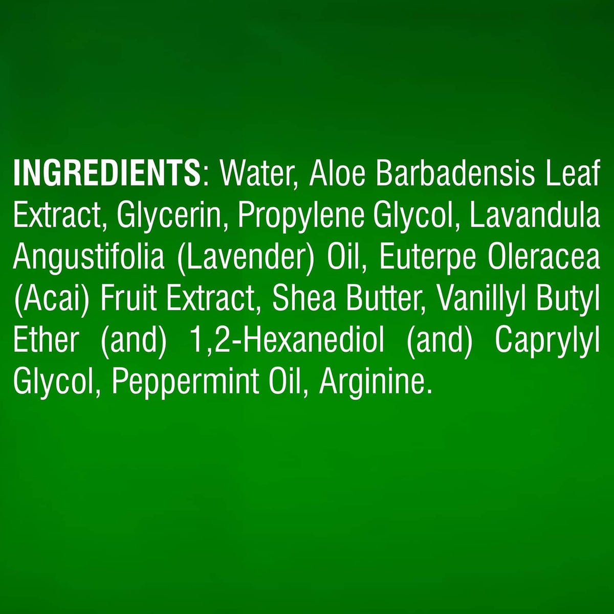Majestic Pure lavender oil foot cream ingredient list text on green label.