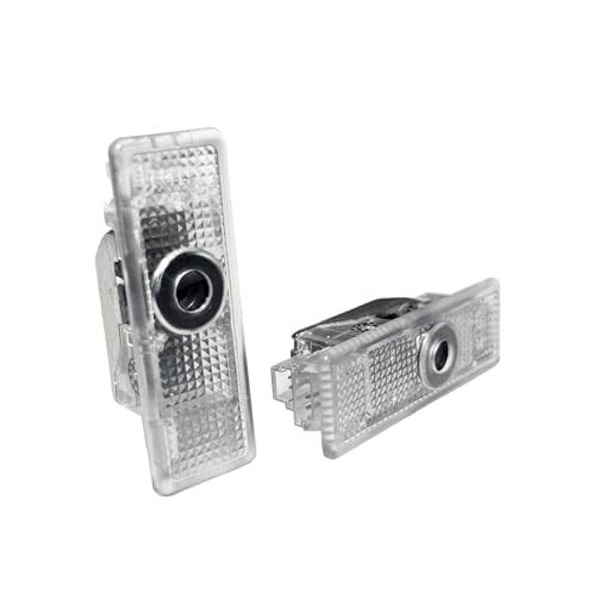 Pair of clear rectangular LED door projector lights with round mounting holes