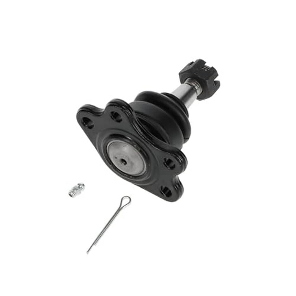 Front upper suspension ball joint with black housing and mounting plate, included clip and screw