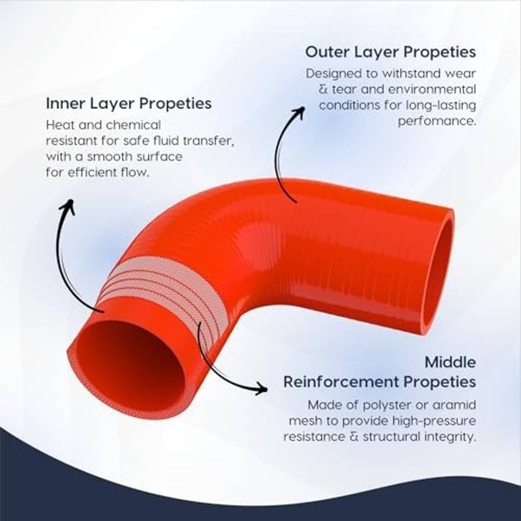 Orange 90° elbow silicone hose coupler with reinforced, multi-layer wall construction.