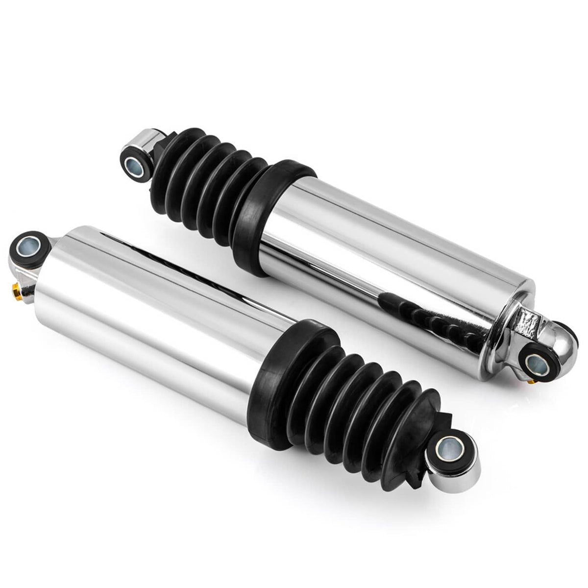 Chrome air shocks with black bellows and side mounting eyelets
