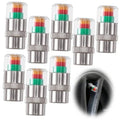 Chrome metal tire valve caps with multicolor indicator bands (set of 8)