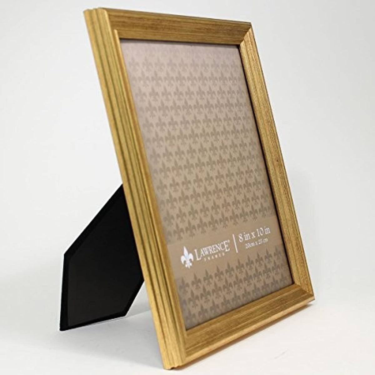 Gold 8x10 picture frame with easel stand, angled display