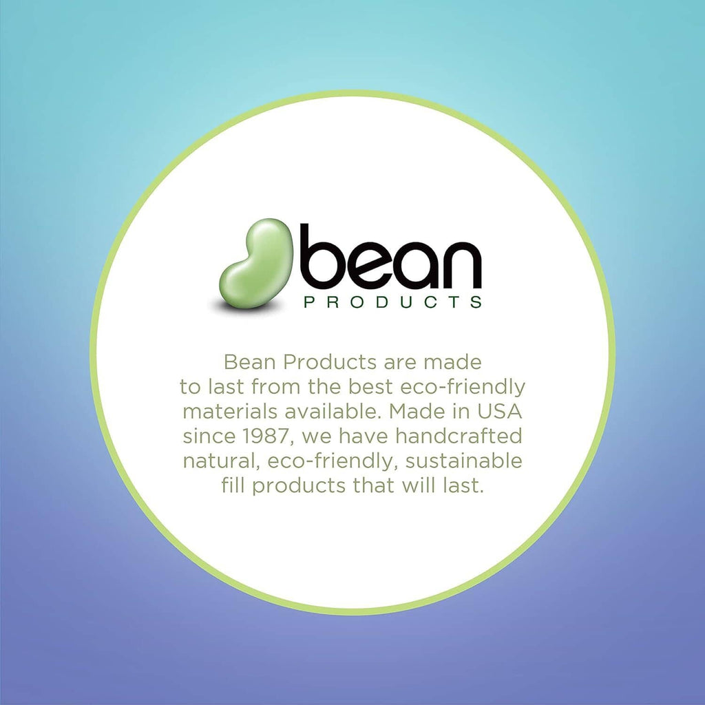 Bean Products circular logo with green bean icon on blue background.