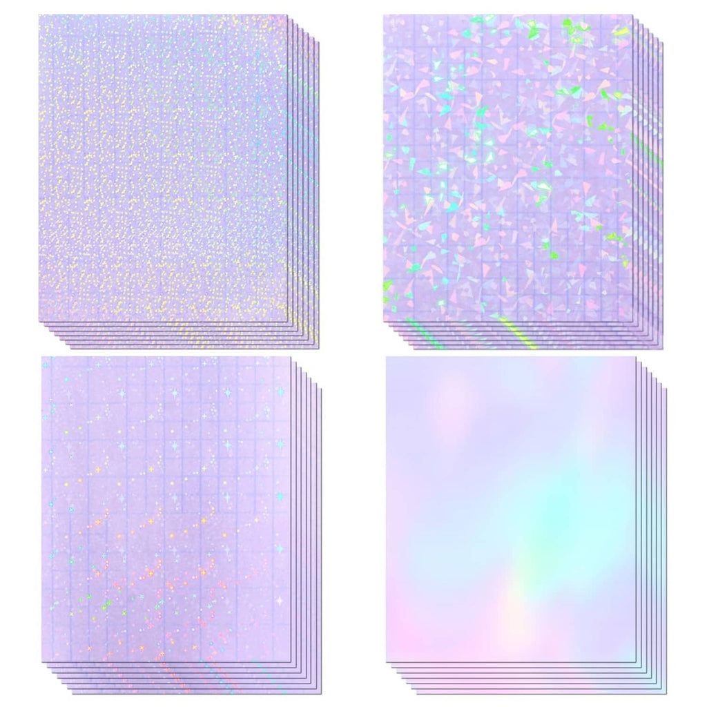 Transparent holographic laminate sheets in stacked 8.5x11-inch squares