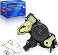 PCV crankcase vent oil separator valve, black with light-green covers and electrical connector